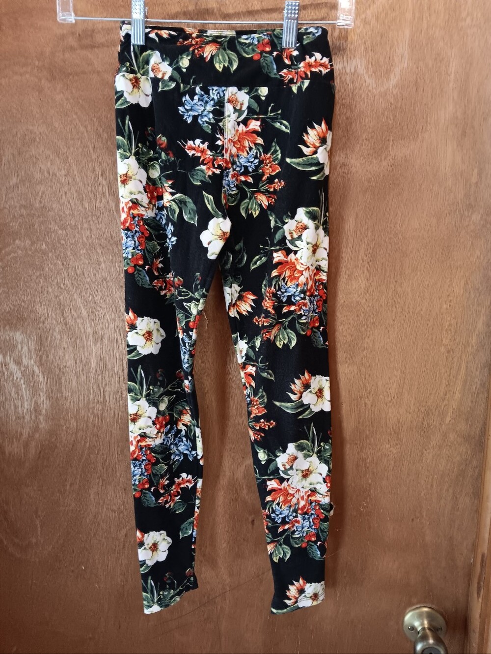 Lilaroe Girls Black Floral Print Leggings